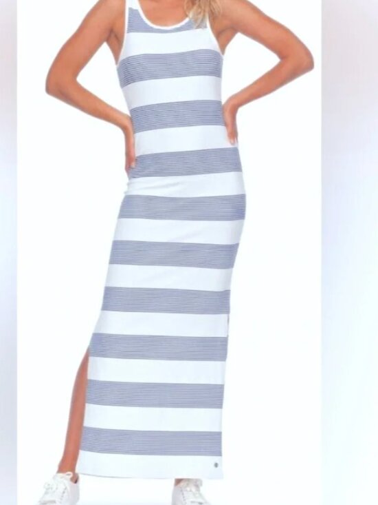 Roxy Dresses & Skirts - Roxy Off White & Navy Striped Tank Maxi Dress